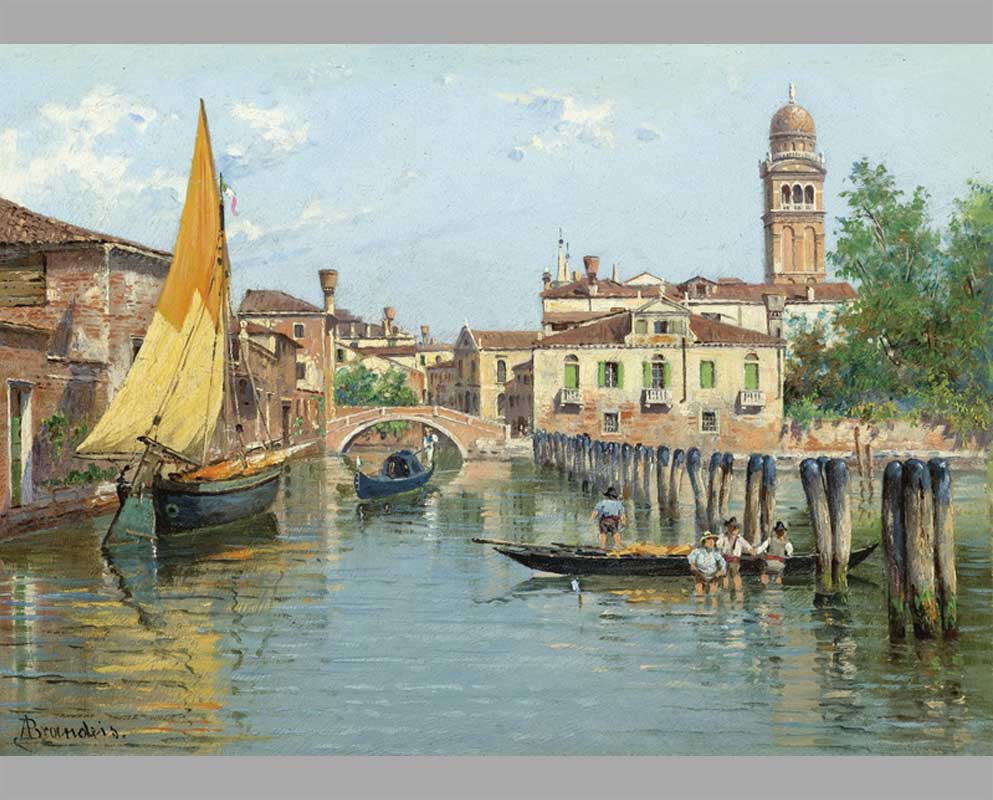 14 Гондолы на канале в Венеции