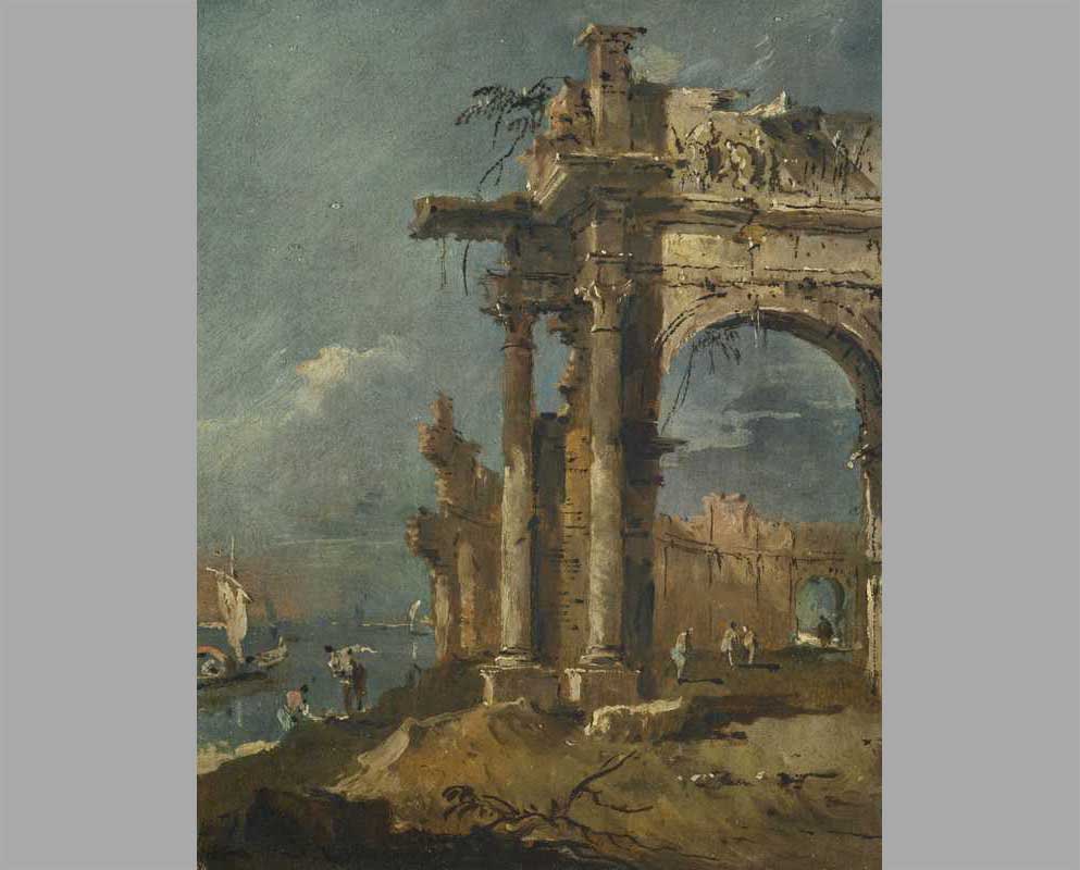 36 Разрушенная римская арка рядом с лагуной