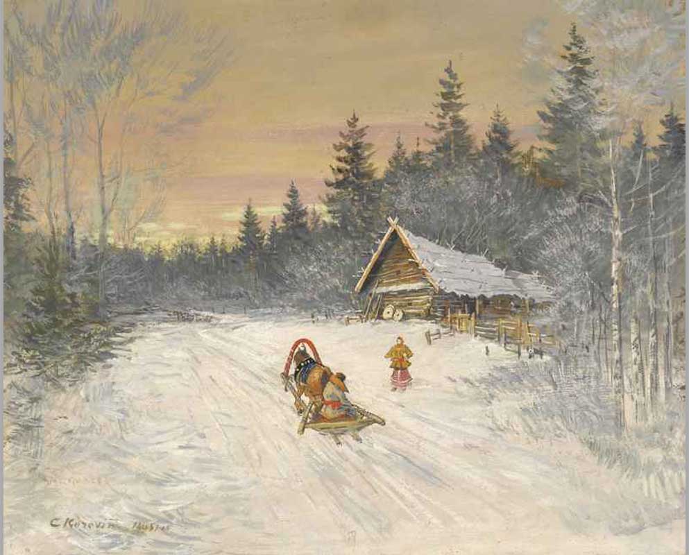 60 Русская деревня под снегом