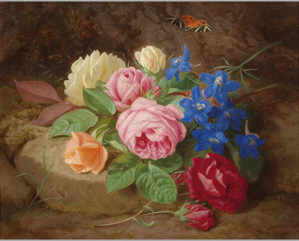 16 Натюрморт с цветами и бабочкой