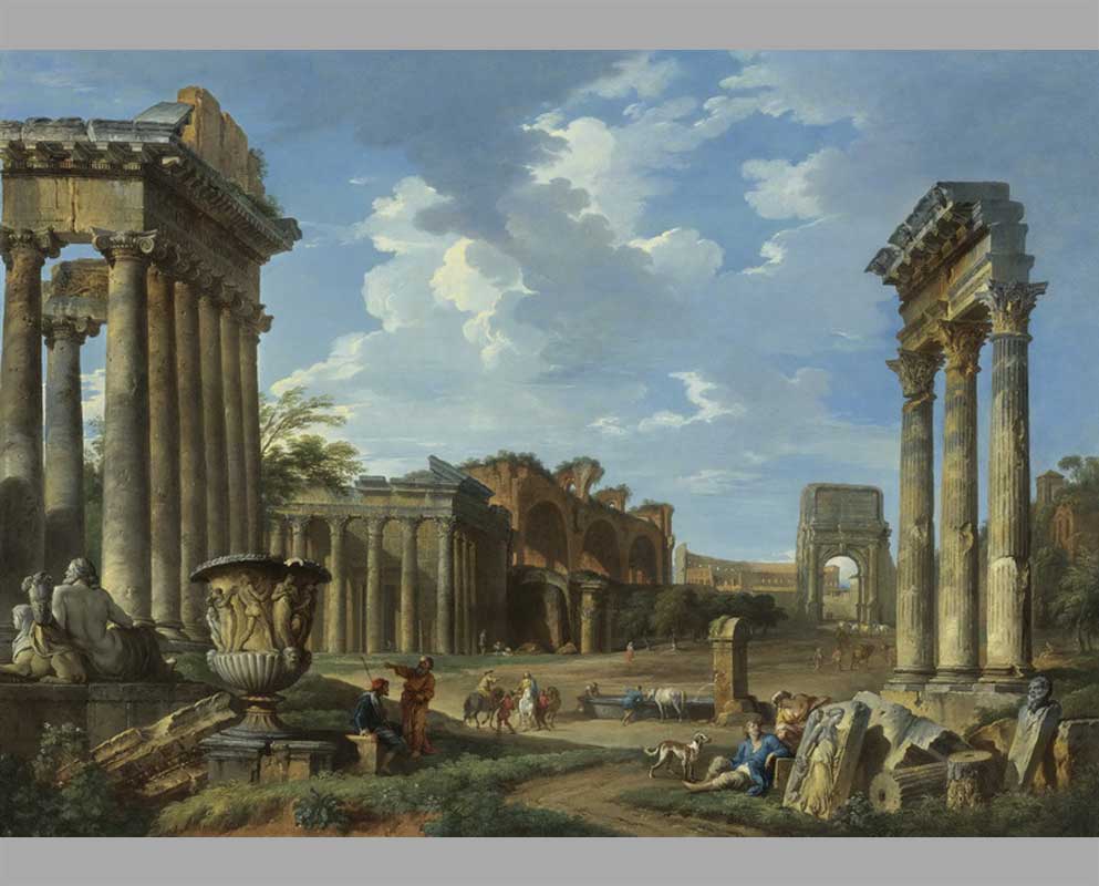 6 Вид Кампо Ваччино с храмом Юпитера, аркой Тита и колизеем