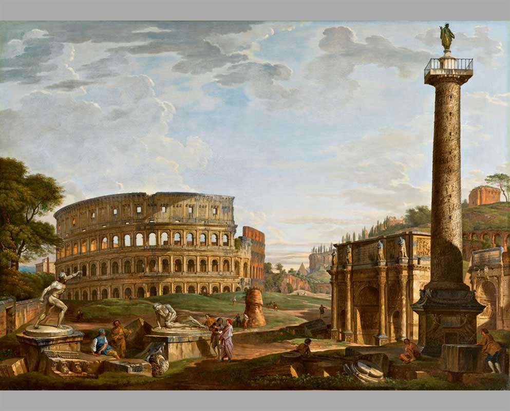 28 Каприччо с Колизеем, колонной Траянна и аркой Константина