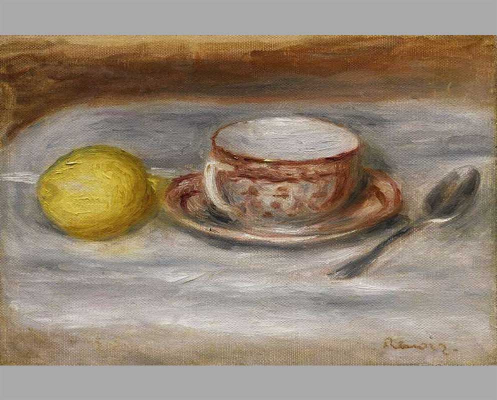 220 Чайная чашка, ложка и лимон