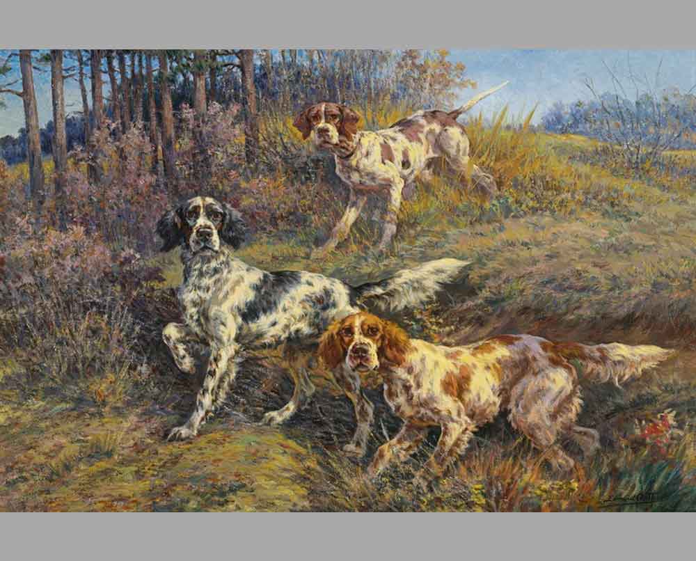 18 Эдмунд Остхаус Три охотничьих собаки