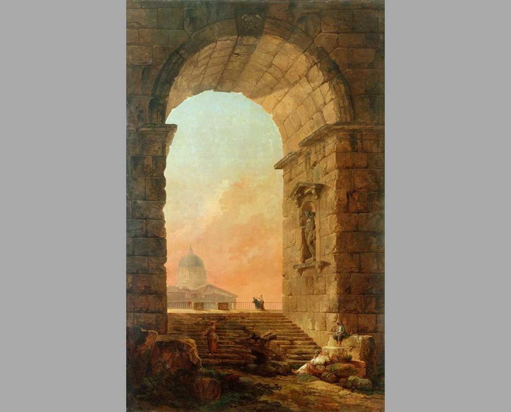 69 Юбер Робер Пейзаж с аркой и куполом собора св. Петра