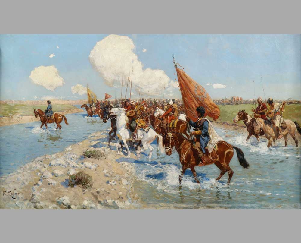 215 Франц Рубо Черкесские всадники пересекают реку