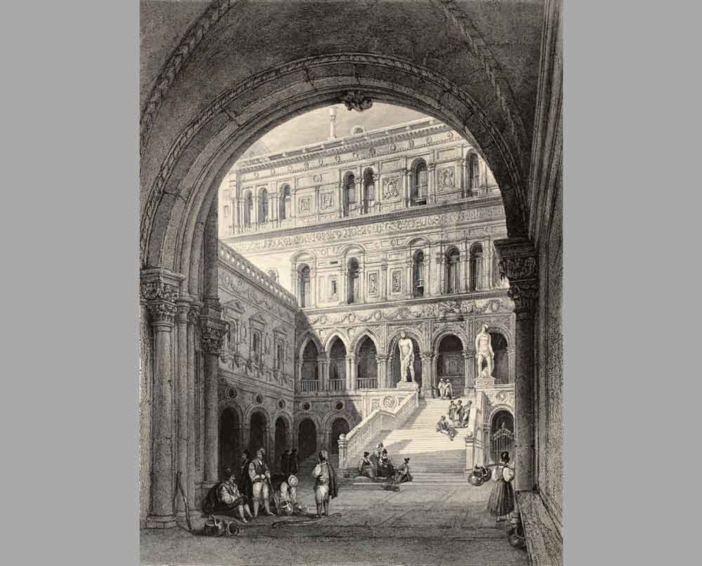 91 Гравюра Лестница гигантов во дворце Дожей, Венеция