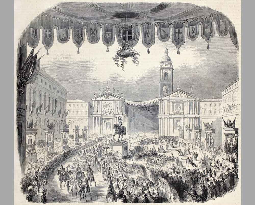 126 Гравюра Губернатор Эмилии прибыл в Турин для присоединения к Италии