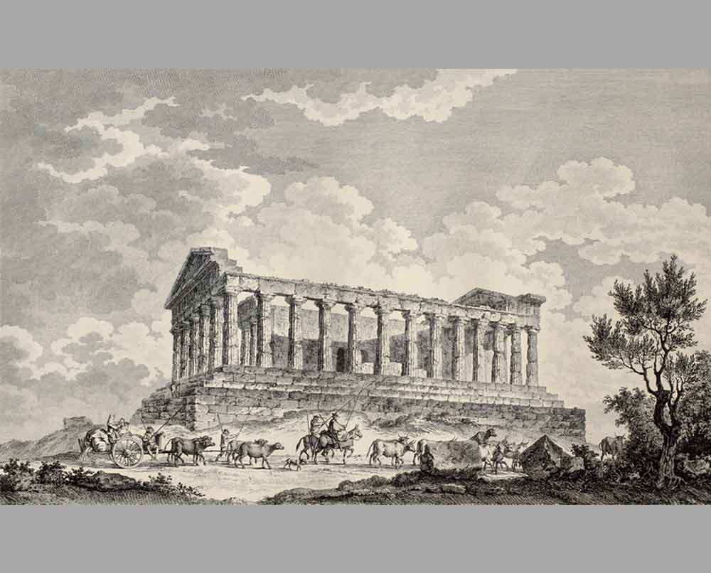 131 Гравюра Храм Конкордии возле Агридженто, Сицилия
