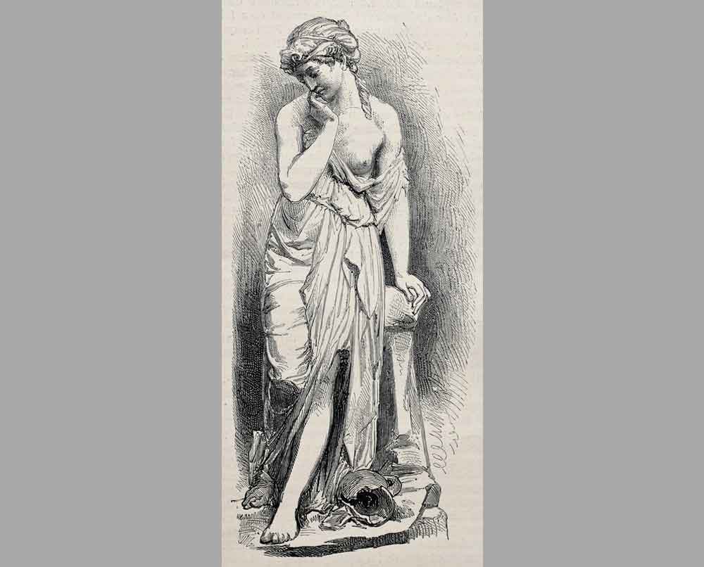 159 Гравюра Сломанный кувшин и мраморная статуя, Карльер