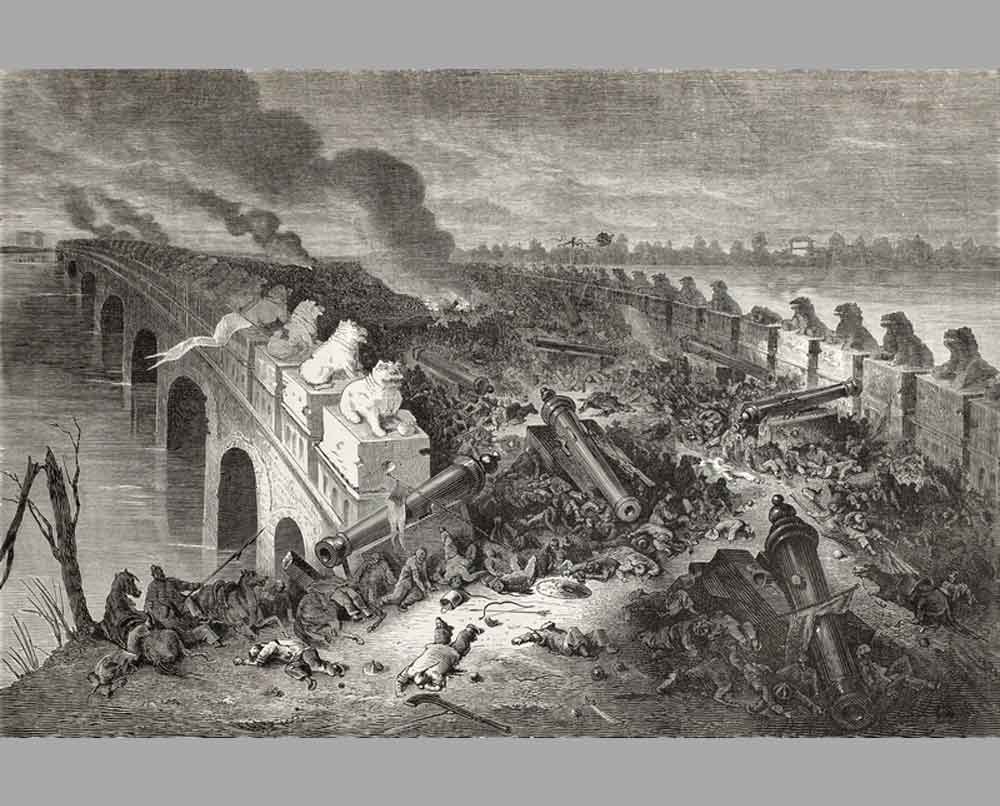211 Гравюра Восьмимильный мост после битвы, вторая Опиумная война