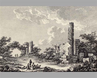 98 Гравюра Храм Кастора и руины Поллукса, Сицилия