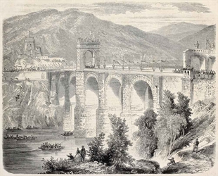 118 Гравюра Благословение моста Алькантара после восстановления