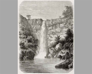 278 Гравюра Водопад над рекой, Абиссиния