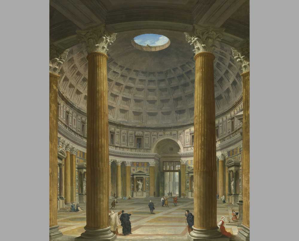 61 Джованни Паоло Панини Пантеон, вид на внутренний двор на Пьяцца Делла Ротонда