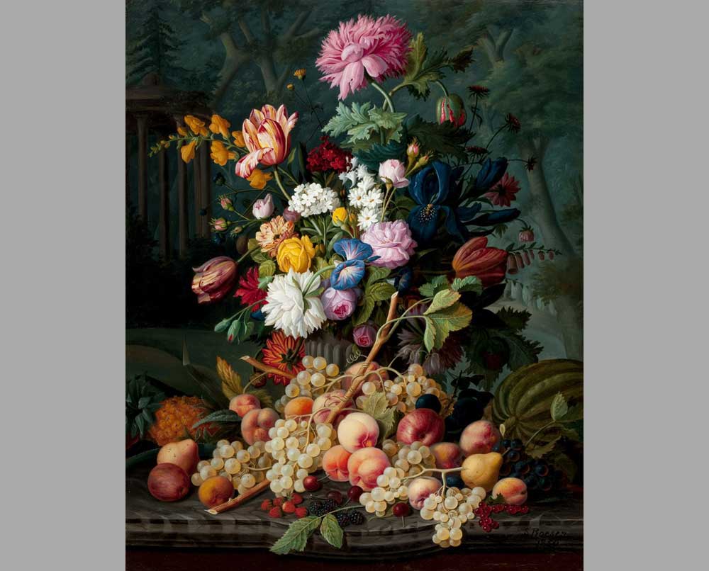 44 Северин Розен Натюрморт с фруктами и цветами