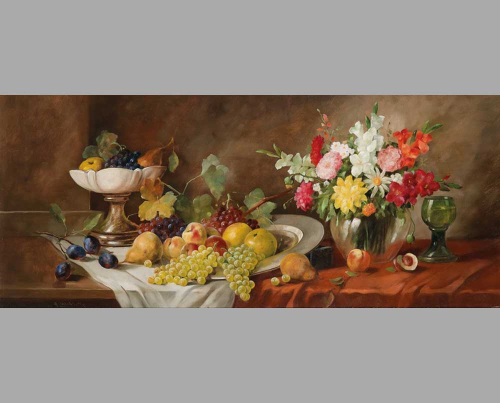 55 Алоис Забелицкий Натюрморт с фруктами и цветами