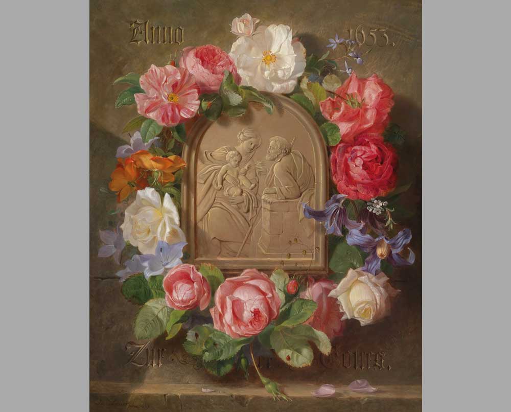 61 Йозеф Лауэр Рельеф святого семейства в обрамлении роз