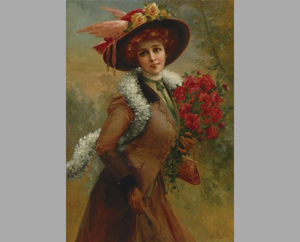 116 Эмиль Вернон Элегантная дама с букетом роз